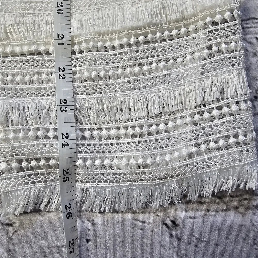 White‎ House Black Market WHBM White Fringe Crochet Accent Pencil Skirt Size 12 - Picture 10 of 12